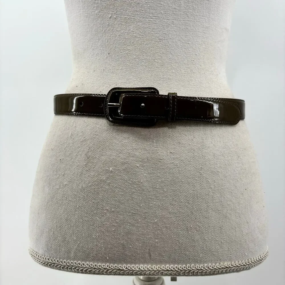 Talbots Womens Size  Small Patent Leather Brown Belt Career Old Money